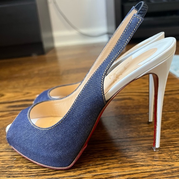 Christian Louboutin denim blue slingback sandals - Picture 3 of 14